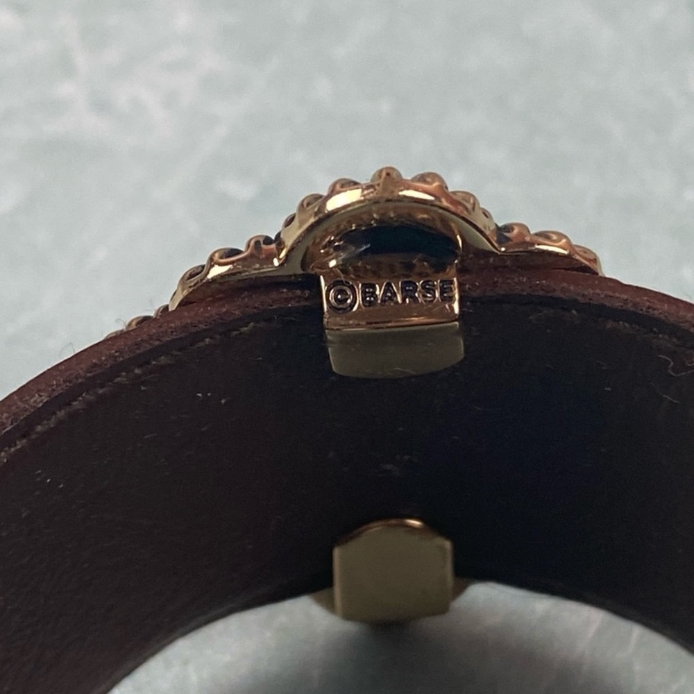 Studio Barse Turquoise Tooled Leather Cuff - Picture 6 of 7